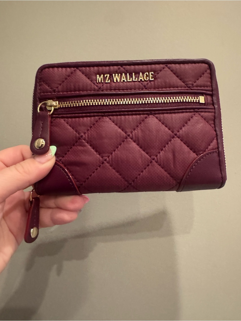 NEW! Mz Wallace Nylon Compact Wallet in Plum Burgundy